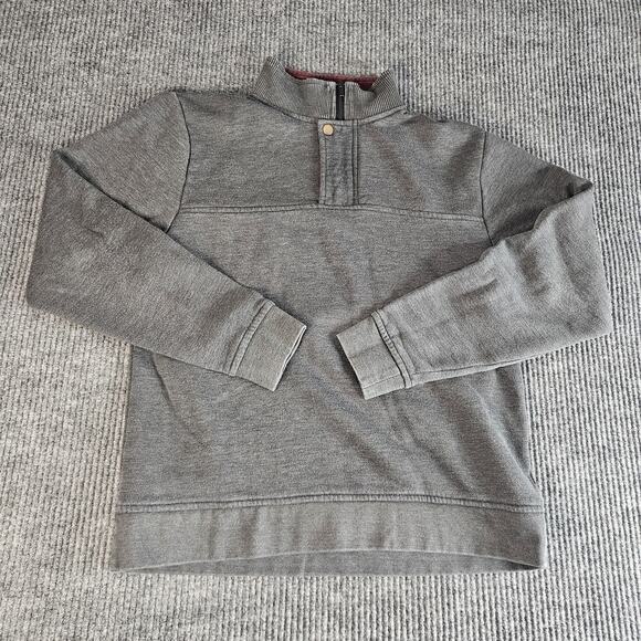 Orvis Pullover Sweatshirt Mens MEDIUM Gray Quarter Zip Fleece Lined Mock Neck - Picture 1 of 12
